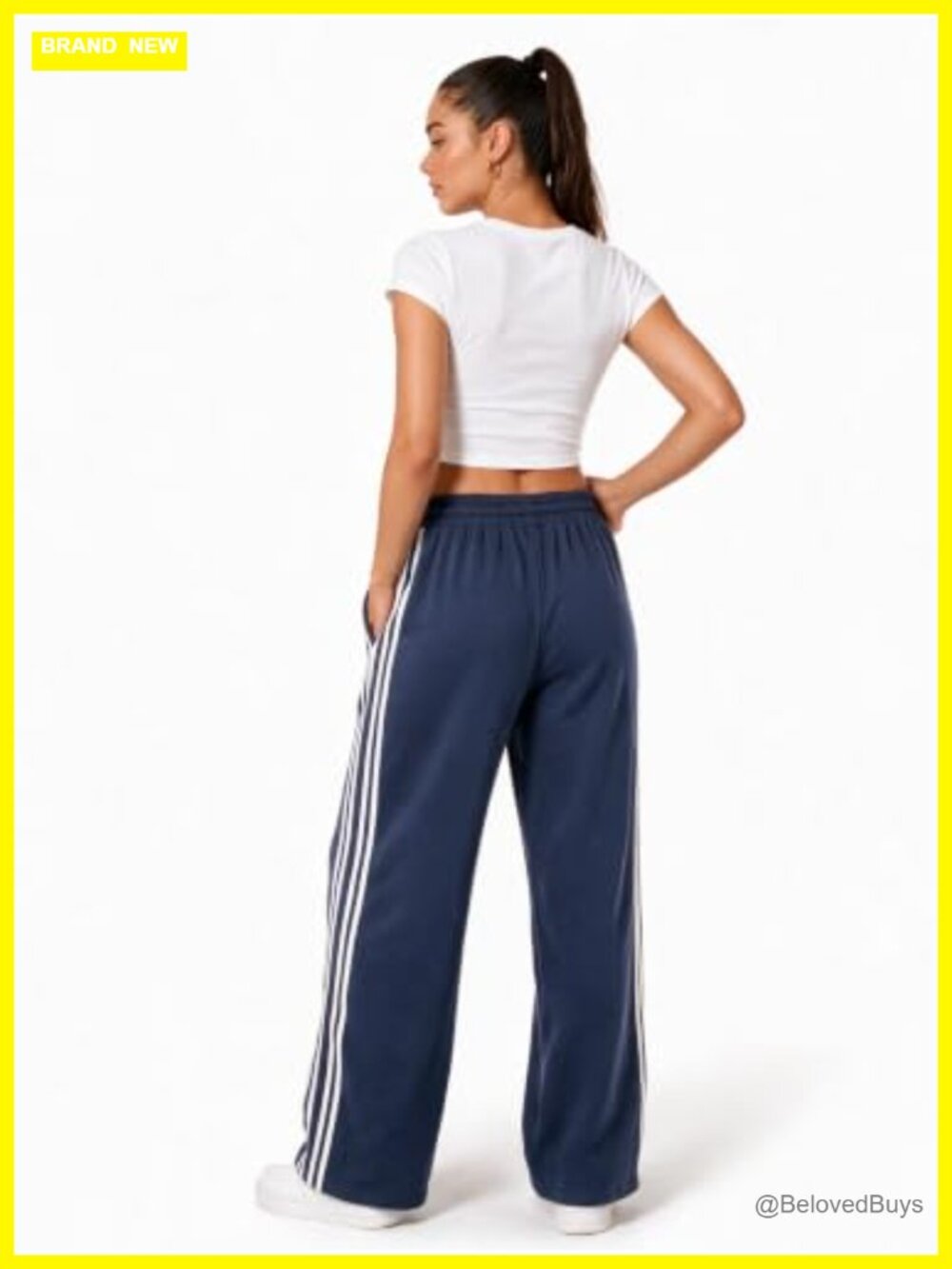 EMMIOL Wide Leg Striped Sweatpants with Pockets High Rise Drawstring - Picture 5 of 5